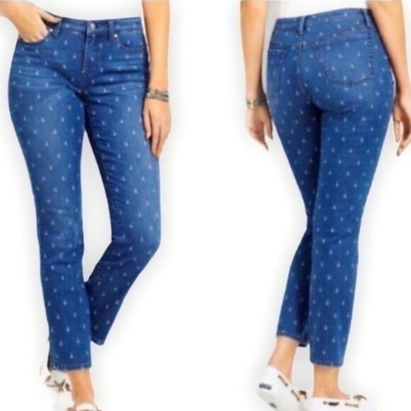 Tommy Hilfiger Nautical Anchor Print Crop Straight Leg Jeans size 4 - Picture 4 of 13